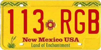 NM license plate 113RGB