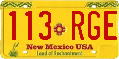 NM license plate 113RGE