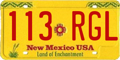 NM license plate 113RGL