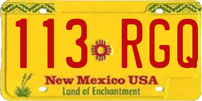NM license plate 113RGQ