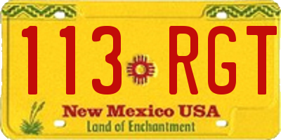 NM license plate 113RGT