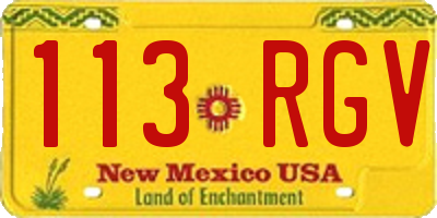 NM license plate 113RGV
