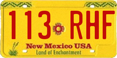 NM license plate 113RHF