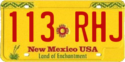 NM license plate 113RHJ