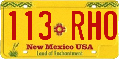 NM license plate 113RHO