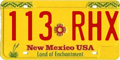 NM license plate 113RHX