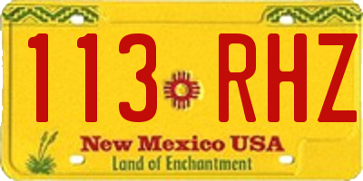 NM license plate 113RHZ
