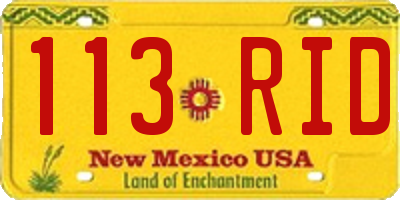 NM license plate 113RID