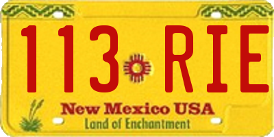 NM license plate 113RIE