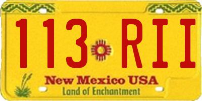 NM license plate 113RII