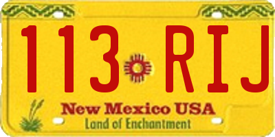 NM license plate 113RIJ