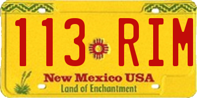 NM license plate 113RIM