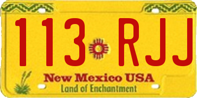 NM license plate 113RJJ