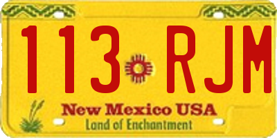 NM license plate 113RJM