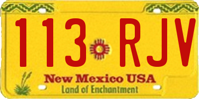 NM license plate 113RJV