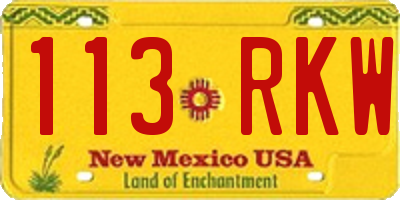 NM license plate 113RKW