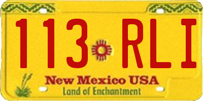 NM license plate 113RLI