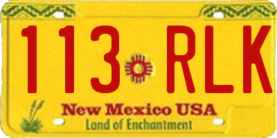 NM license plate 113RLK