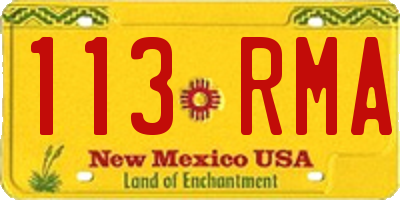 NM license plate 113RMA