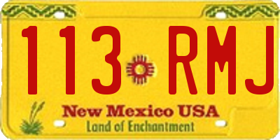 NM license plate 113RMJ