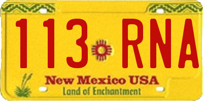 NM license plate 113RNA