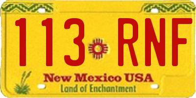 NM license plate 113RNF