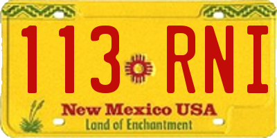 NM license plate 113RNI