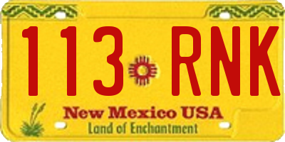 NM license plate 113RNK