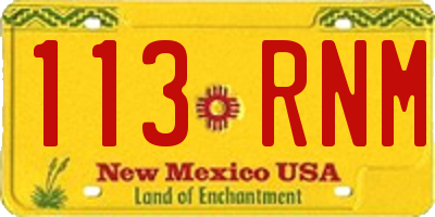 NM license plate 113RNM