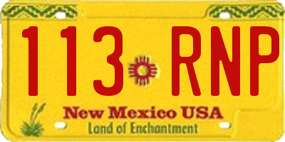 NM license plate 113RNP