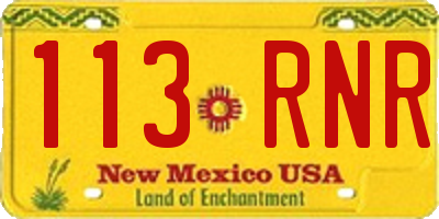 NM license plate 113RNR