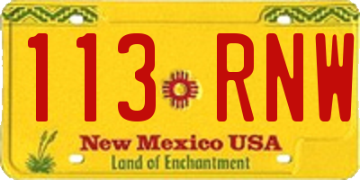 NM license plate 113RNW