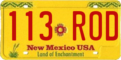 NM license plate 113ROD