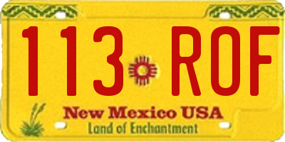NM license plate 113ROF