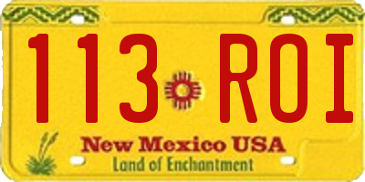 NM license plate 113ROI