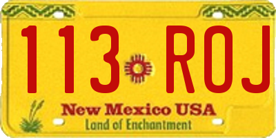 NM license plate 113ROJ