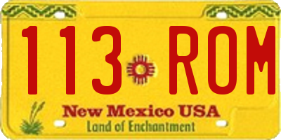 NM license plate 113ROM