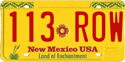 NM license plate 113ROW