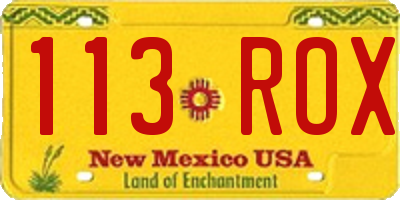 NM license plate 113ROX