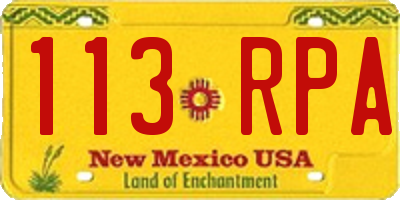 NM license plate 113RPA