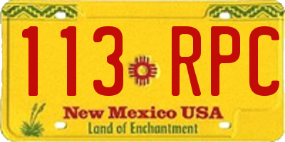 NM license plate 113RPC