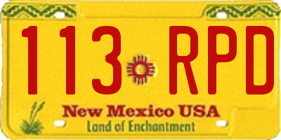 NM license plate 113RPD