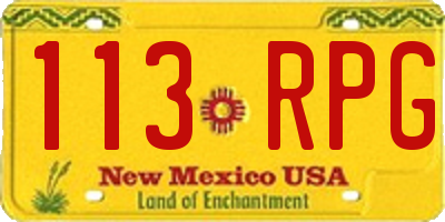 NM license plate 113RPG