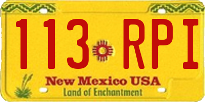 NM license plate 113RPI
