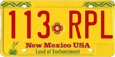 NM license plate 113RPL