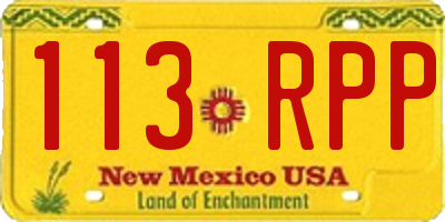 NM license plate 113RPP