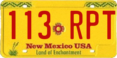 NM license plate 113RPT