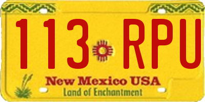 NM license plate 113RPU