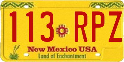 NM license plate 113RPZ