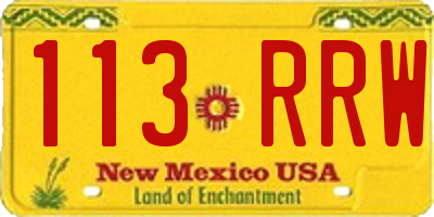 NM license plate 113RRW